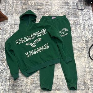 Edikted Green Champion League Hoodie and Sweatpants Set